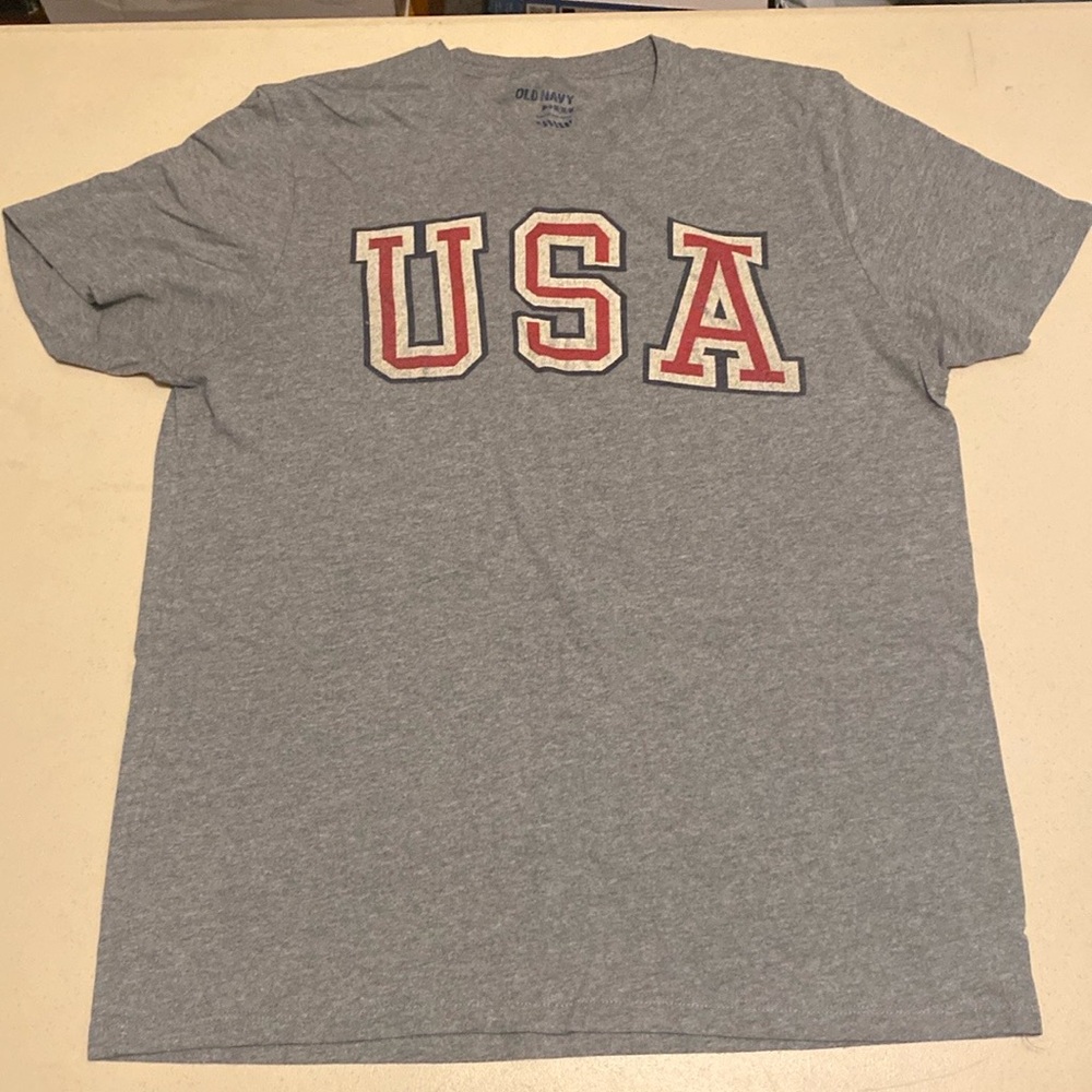 Old Navy Gray Short Sleeve Tee USA Graphic